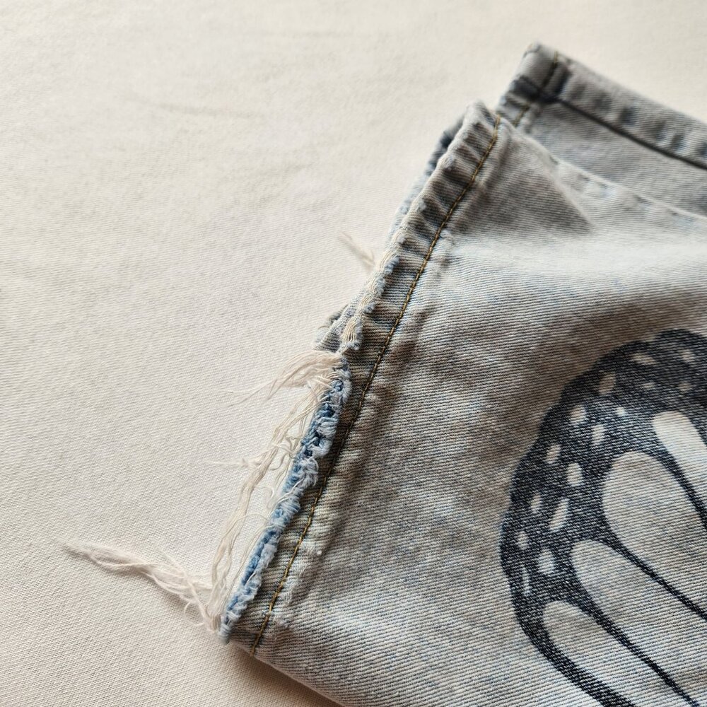 Shein Butterfly Print Light Wash Wide-Leg Jeans Boho Fairy Cottagecore Cute - Picture 8 of 11